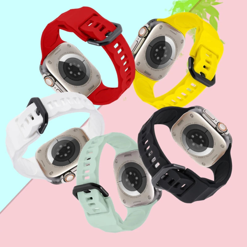 Wave Style Silicone Strap for Apple Watch Band iWatch Series 11/10/Ultra3/2/9/8/7/6/5/4/SE