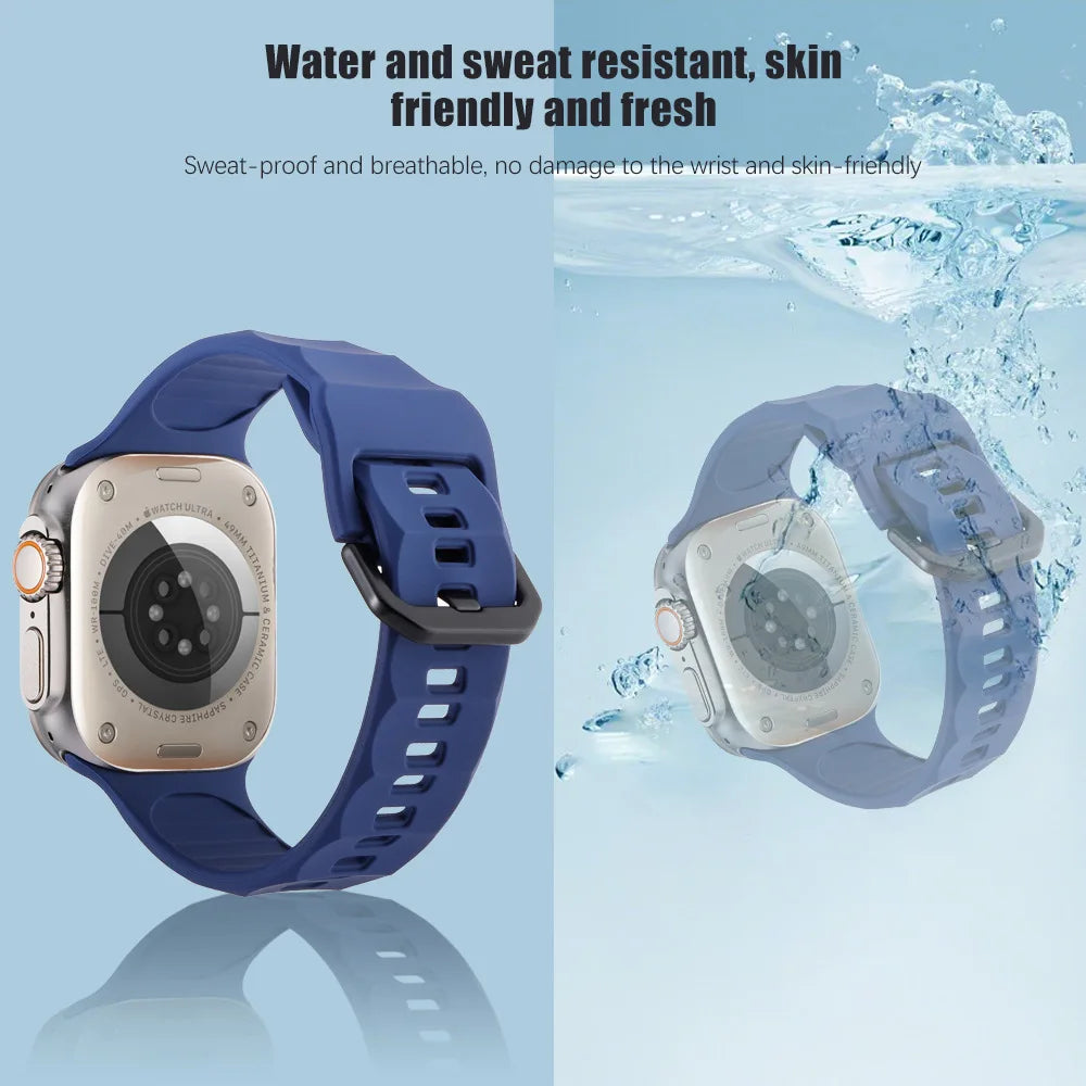 Wave Style Silicone Strap for Apple Watch Band iWatch Series 11/10/Ultra3/2/9/8/7/6/5/4/SE