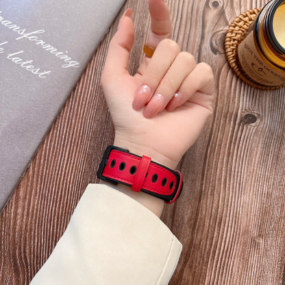 Wear-Resistant Silicone+Leather Strap for Apple Watch iWatch Ultra Band 49mm 45mm 41mm 44mm 40mm 46mm 42mm Series 10/9/8/7/6/5/4/SE