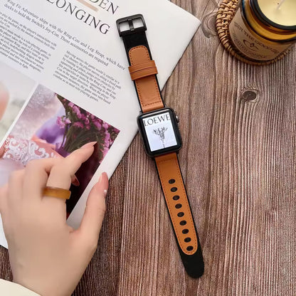 Wear-Resistant Silicone+Leather Strap for Apple Watch iWatch Ultra Band 49mm 45mm 41mm 44mm 40mm 46mm 42mm Series 10/9/8/7/6/5/4/SE