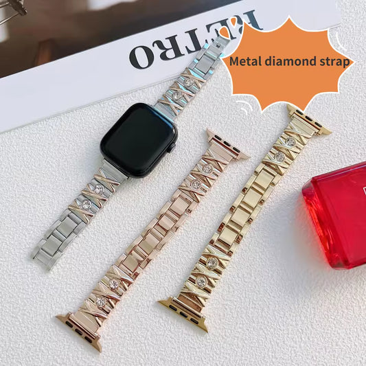 Women's Diamond Metal Bracelet for Apple Watch Ultra/9/8/7/6/5/4/3/SE