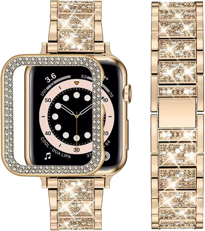 Women's Diamond Metal Strap+Case for Apple Watch Band 45mm 41mm 44mm 42mm 40mm 38mm Series 8/7/6/5/4/3