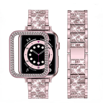 Women's Diamond Metal Strap+Case for Apple Watch Band 45mm 41mm 44mm 42mm 40mm 38mm Series 8/7/6/5/4/3