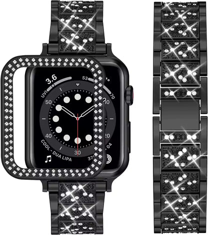 Women's Diamond Metal Strap+Case for Apple Watch Band 45mm 41mm 44mm 42mm 40mm 38mm Series 8/7/6/5/4/3