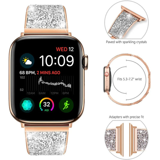 Women's Diamond Stainless Steel Bracelet for Apple Watch Band iWatch Series Ultra/10/9/8/7 49mm 46mm 45mm 41mm   iWatch 6 5 4 SE