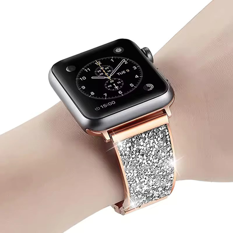 Women's Diamond Stainless Steel Bracelet for Apple Watch iWatch Ultra Band 49mm 46mm 45mm 41mm 40mm 44mm 42mm Series 10/9/8/7/6/5/4/SE