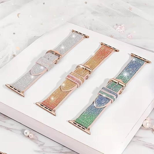 Women's Glittery Silicone Bracelet for Apple Watch Ultra Band 49mm 42mm 46mm 45mm 44mm 41mm 38mm Series 11/10/9/8/7/6/5/4/SE
