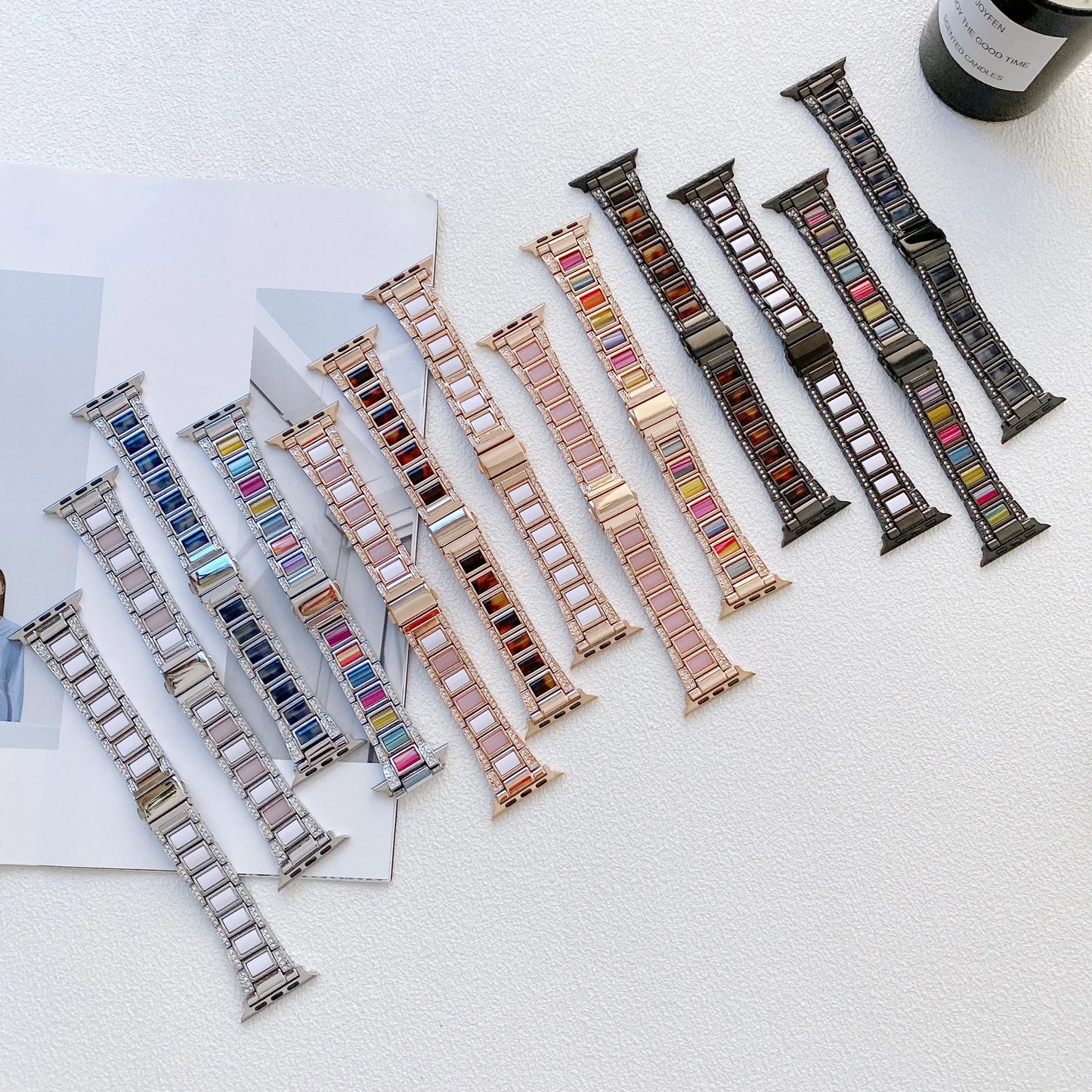 Women's Metal+Resin Diamond Bracelet for Apple Watch iWatch Ultra2 Band 49mm 46mm 45mm 41mm 44mm 40mm 42mm Series 10/9/8/7/6/5/4/SE