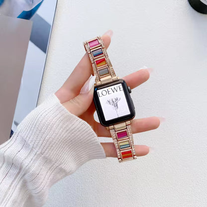 Women's Metal+Resin Diamond Bracelet for Apple Watch iWatch Ultra2 Band 49mm 46mm 45mm 41mm 44mm 40mm 42mm Series 10/9/8/7/6/5/4/SE