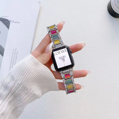 Women's Metal+Resin Diamond Bracelet for Apple Watch iWatch Ultra2 Band 49mm 46mm 45mm 41mm 44mm 40mm 42mm Series 10/9/8/7/6/5/4/SE