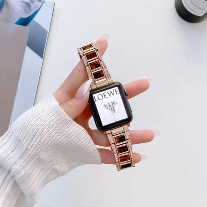 Women's Metal+Resin Diamond Bracelet for Apple Watch iWatch Ultra2 Band 49mm 46mm 45mm 41mm 44mm 40mm 42mm Series 10/9/8/7/6/5/4/SE