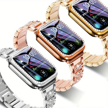 Women's Metal Strap+Case for Apple Watch Ultra Band 46mm 40mm 41mm 42mm Series 11/10/9/8/7/6/5/4