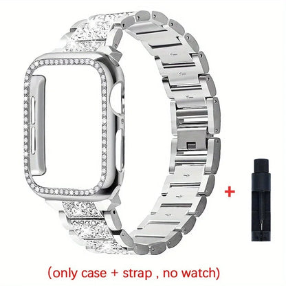 Women's Metal Strap+Case for Apple Watch Ultra Band 46mm 40mm 41mm 42mm Series 11/10/9/8/7/6/5/4