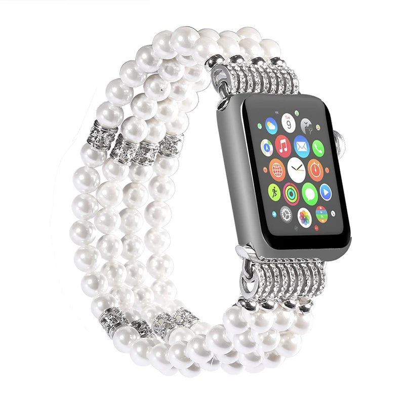 Women's Pearl Strap for Apple Watch Ultra2 Band 49mm 46mm 45mm 41mm 44mm 42mm 40mm Series 10/9/8/7/6/5/4/3/SE