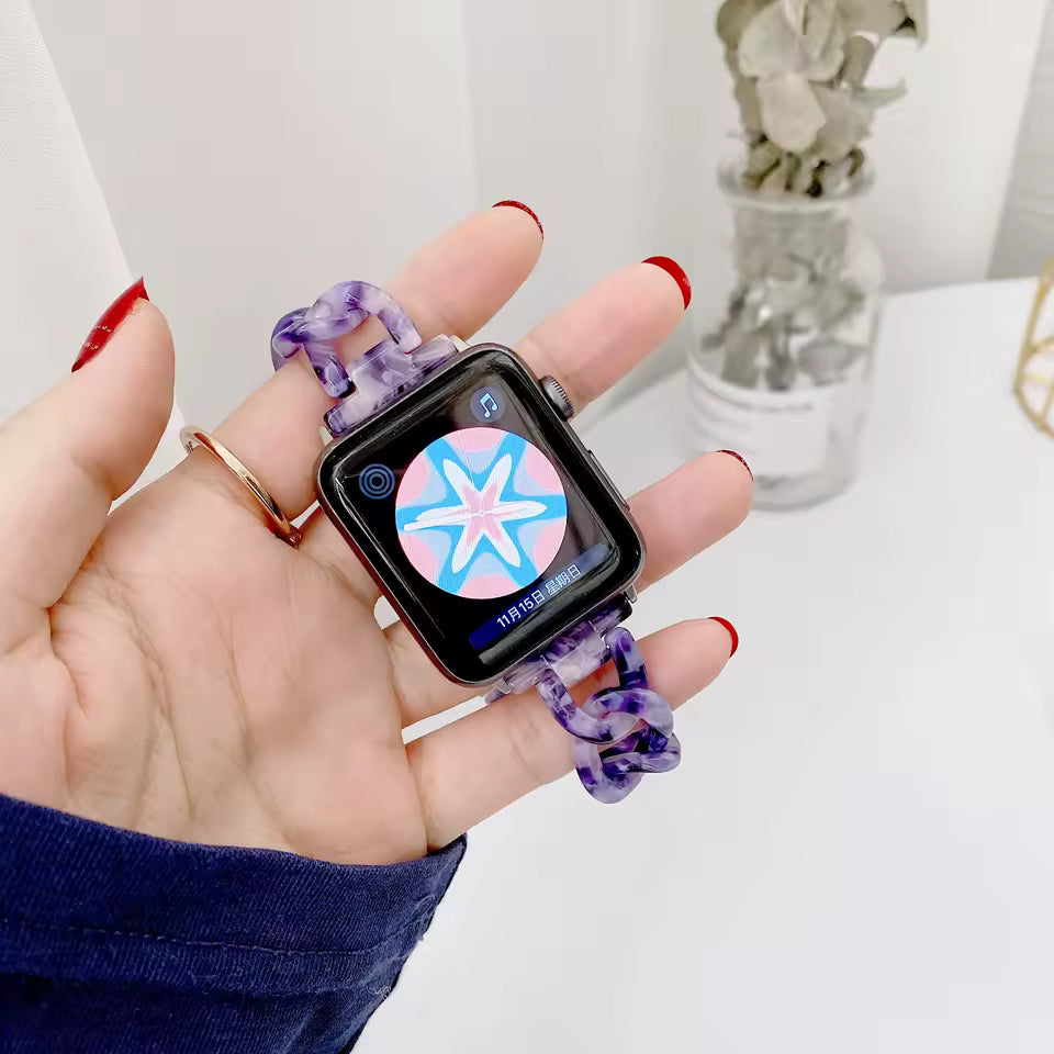 Women's Resin Link Bracelet for Apple Watch Band iWatch Series Ultra/9/8/7/6/5/4/3/SE