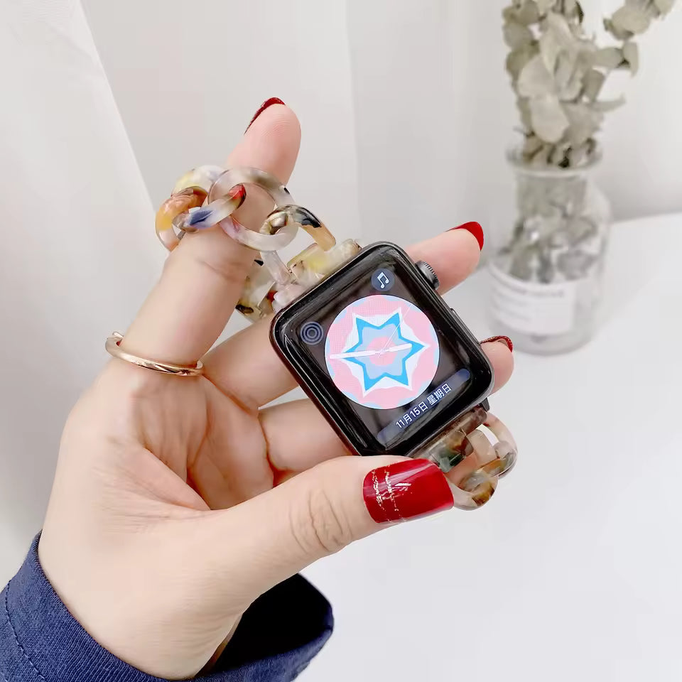 Women's Resin Link Bracelet for Apple Watch Band iWatch Series Ultra/9/8/7/6/5/4/3/SE