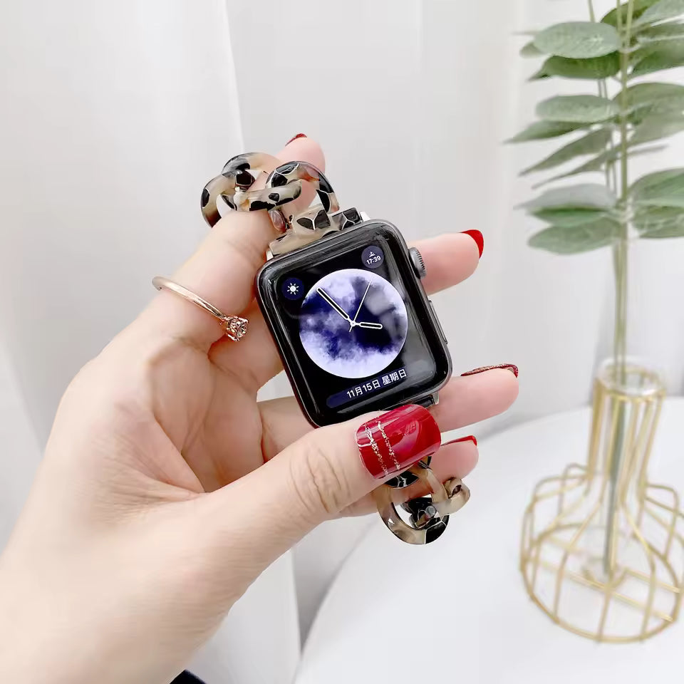 Women's Resin Link Bracelet for Apple Watch Band iWatch Series Ultra/9/8/7/6/5/4/3/SE