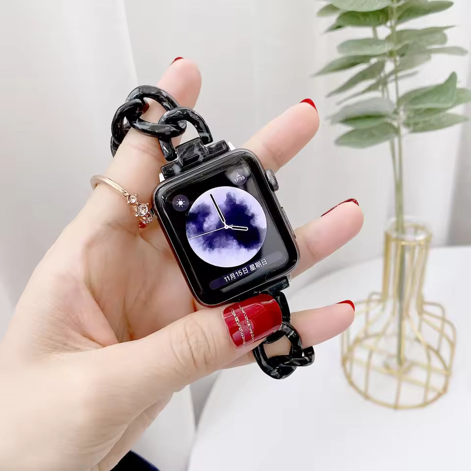 Women's Resin Link Bracelet for Apple Watch Band iWatch Series Ultra/9/8/7/6/5/4/3/SE