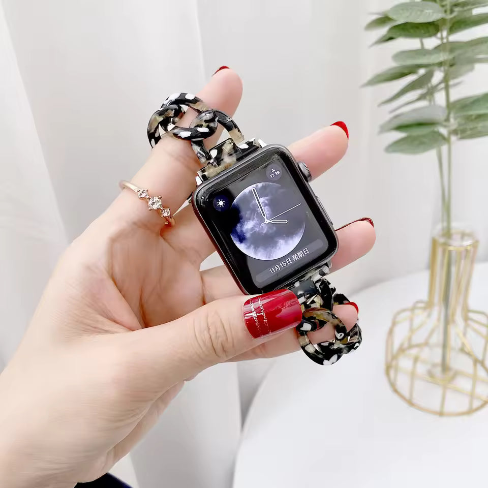 Women's Resin Link Bracelet for Apple Watch Band iWatch Series Ultra/9/8/7/6/5/4/3/SE