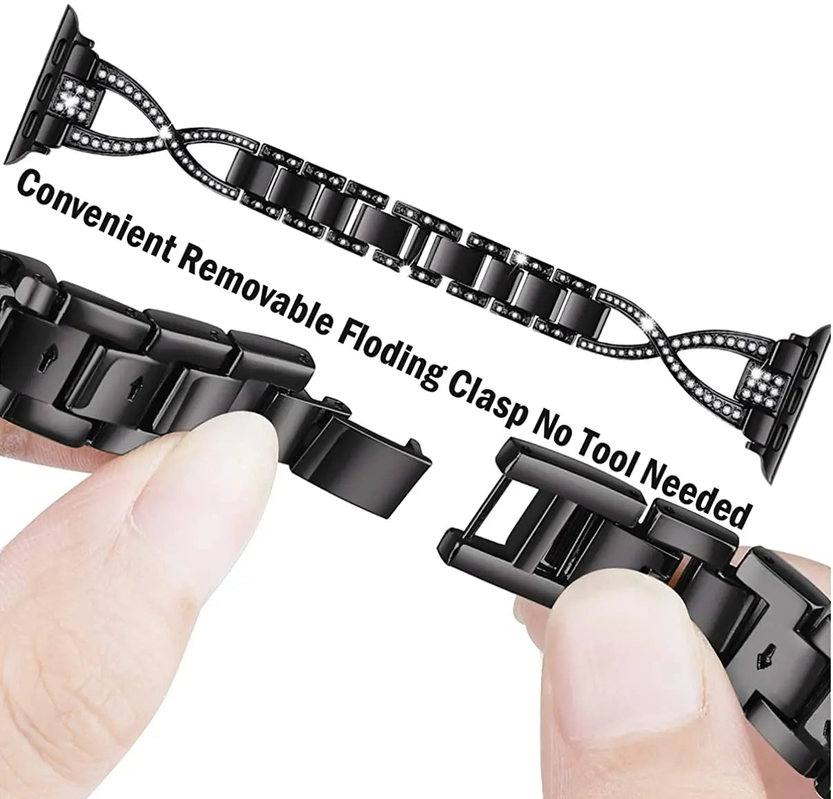 Women's Diamond Stainless Steel Strap+Case for Apple Watch Band iWatch Series 8/7/5/4/SE