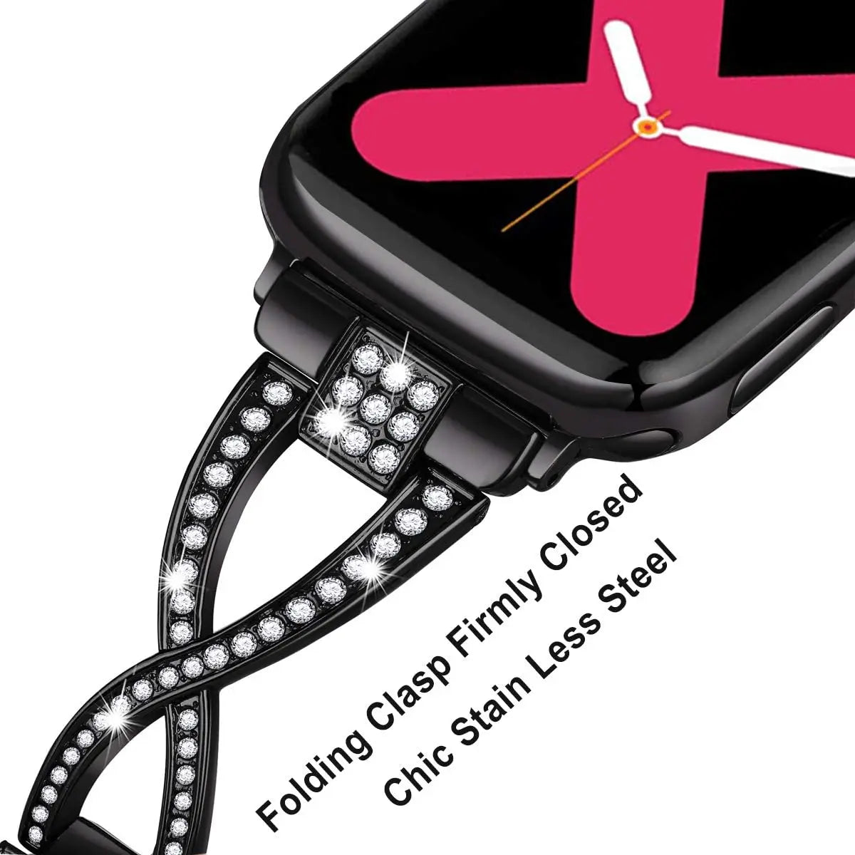 Women's Diamond Stainless Steel Strap+Case for Apple Watch Band iWatch Series 8/7/5/4/SE