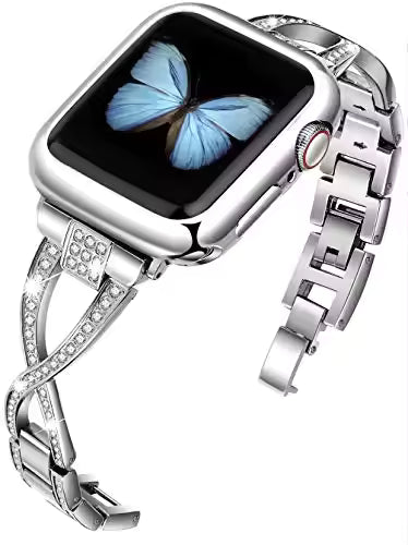 Women's Diamond Stainless Steel Strap+Case for Apple Watch Band iWatch Series 8/7/5/4/SE