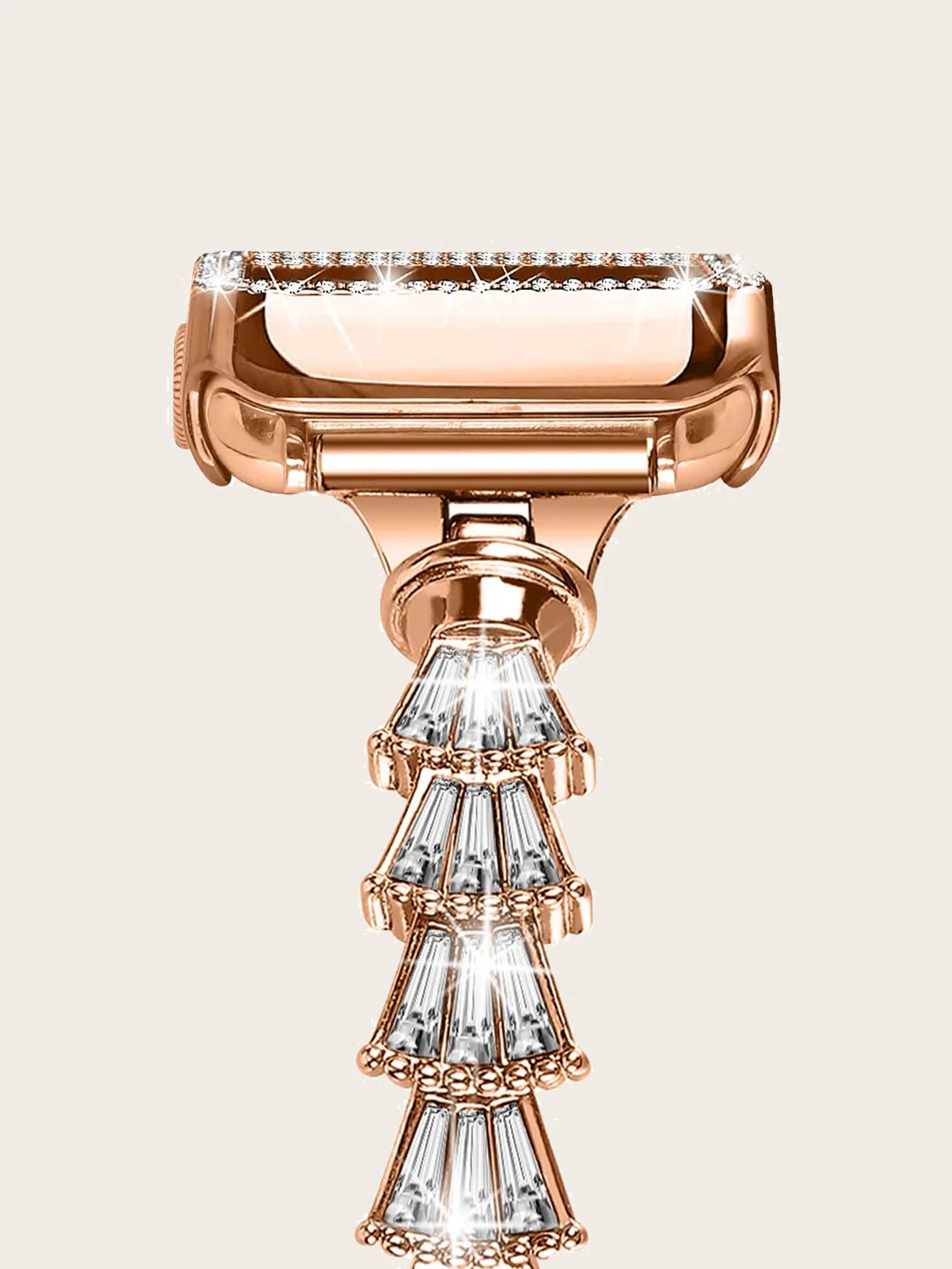 Women's Stainless Steel Diamond Strap+Glass Case for Apple Watch iWatch Band 45mm 44mm 42mm 41mm 40mm 38mm Series 9/8/7/6/5/4/3/SE