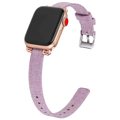 Women's Woven Nylon Canvas Slim Bracelet for Apple Watch Band iWatch Series Ultra/3/11/10/9/8/7/6/5/4/SE