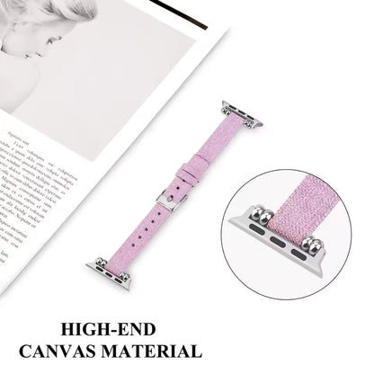 Women's Woven Nylon Canvas Slim Bracelet for Apple Watch Band iWatch Series Ultra/3/11/10/9/8/7/6/5/4/SE